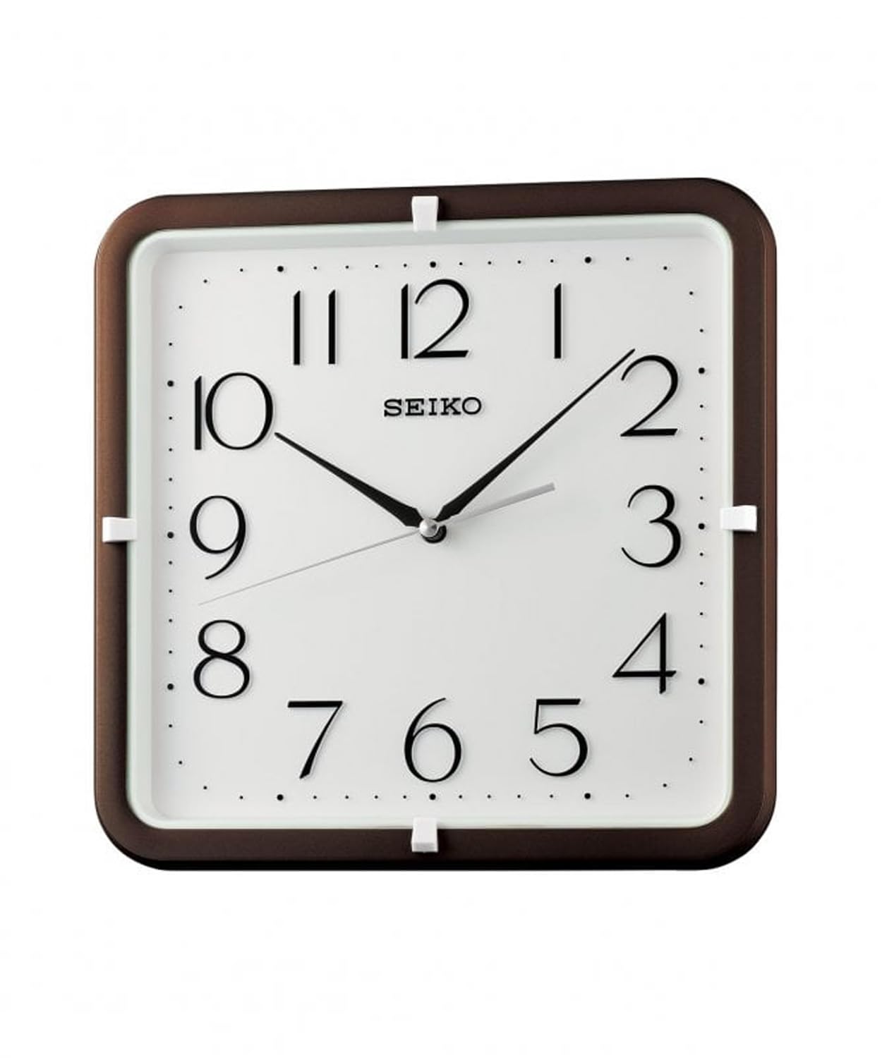 Seiko Wall Clock with White Face and Brown Case QXA833B