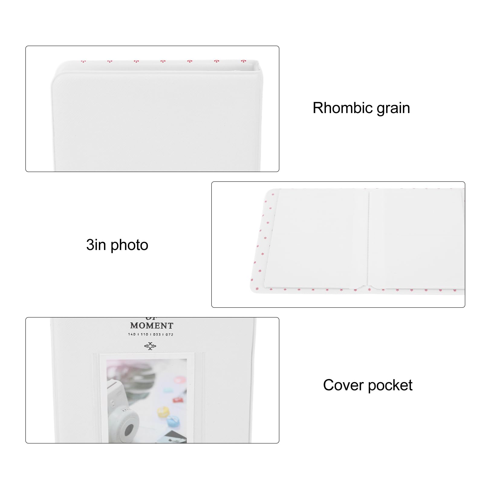 Album Fotograficzny, 64 Kieszenie PU Leather Card Binder Album Fotograficzny, Przenośny 3 w Albumie Fotograficznym Kompatybilny z Mini 12 11 9, DIY Okładka Włóż kieszeń (Biały)