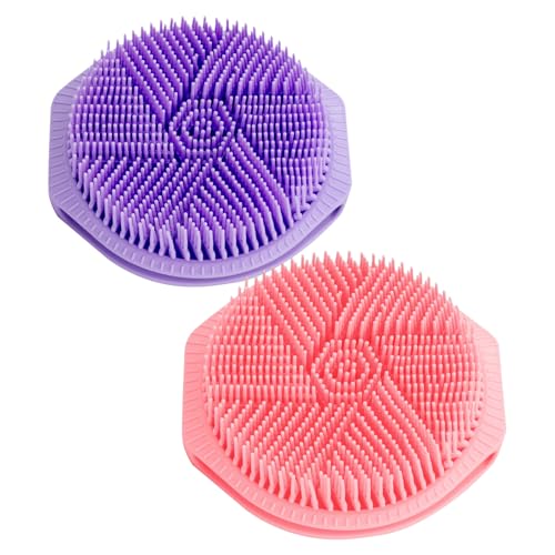 Healvian 2 Piezas exfoliar el depurador corporal estropajo exfoliante Cepillo de depurador trasero Cepillo de del cuerpo de silicona