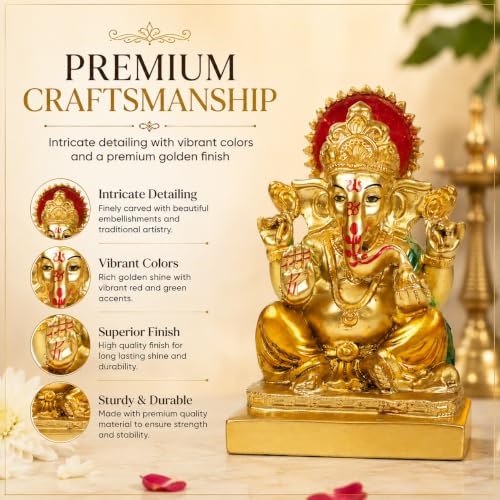 Image of ZAICUS Lord Ganesha Idol for Home Temple, Office Desk & Home Decor | Hindu God Murti, Pooja Mandir Decoration, Spiritual Gift, Religious Figurine, Temple Decor, Festive Decoration