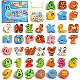 Joycat Bath Letters and Numbers for Toddlers, 39 PCS Foam Bath Toys with 26 Animal Alphabet Letters, 10 Fruit...