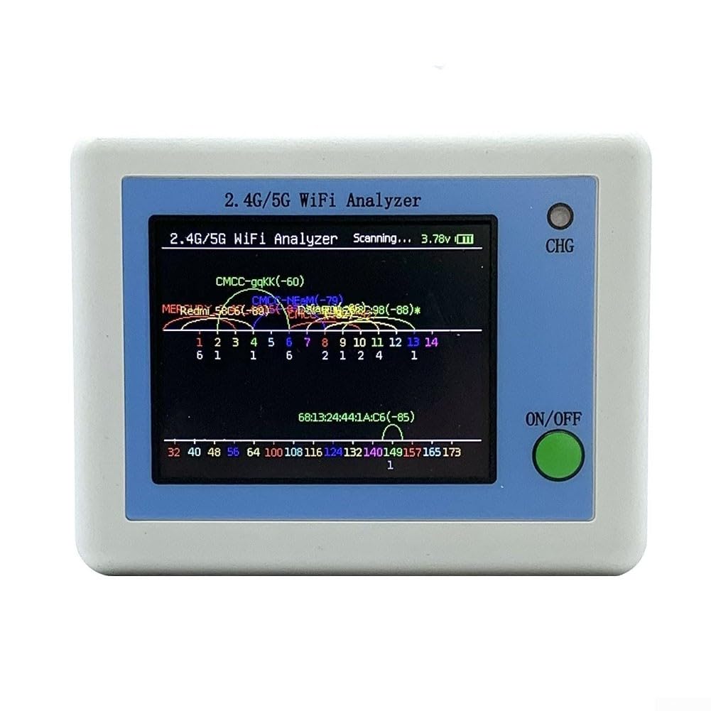 Wi-Fi Signal Analyzer 2.4G/5G Scanner, 2.4 Zoll TFT Display WLAN Signalanalysator Router Management Tool mit 600mAh Akku, Typ-C-Laden für Router, Drahtlosnetzwerke und Funkdiagnose unterwegs