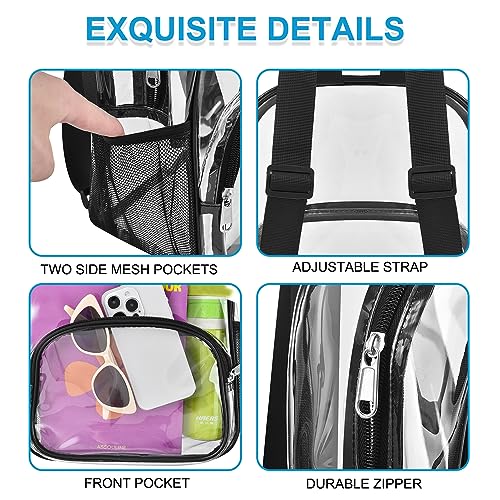 Clear Backpack for Stadium Events Clear Backpack 12x12x6 with Front Pocket for Concert Sport Fashion Women Backpack Events Work Travel3