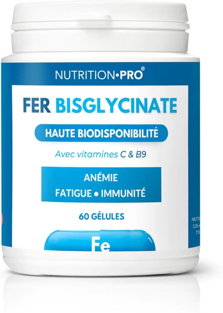 Iron bysglycinate – 60 capsules | With vitamins C • B9 | Highly assimilable | Health/immunity | Made in France | Nutrition pro