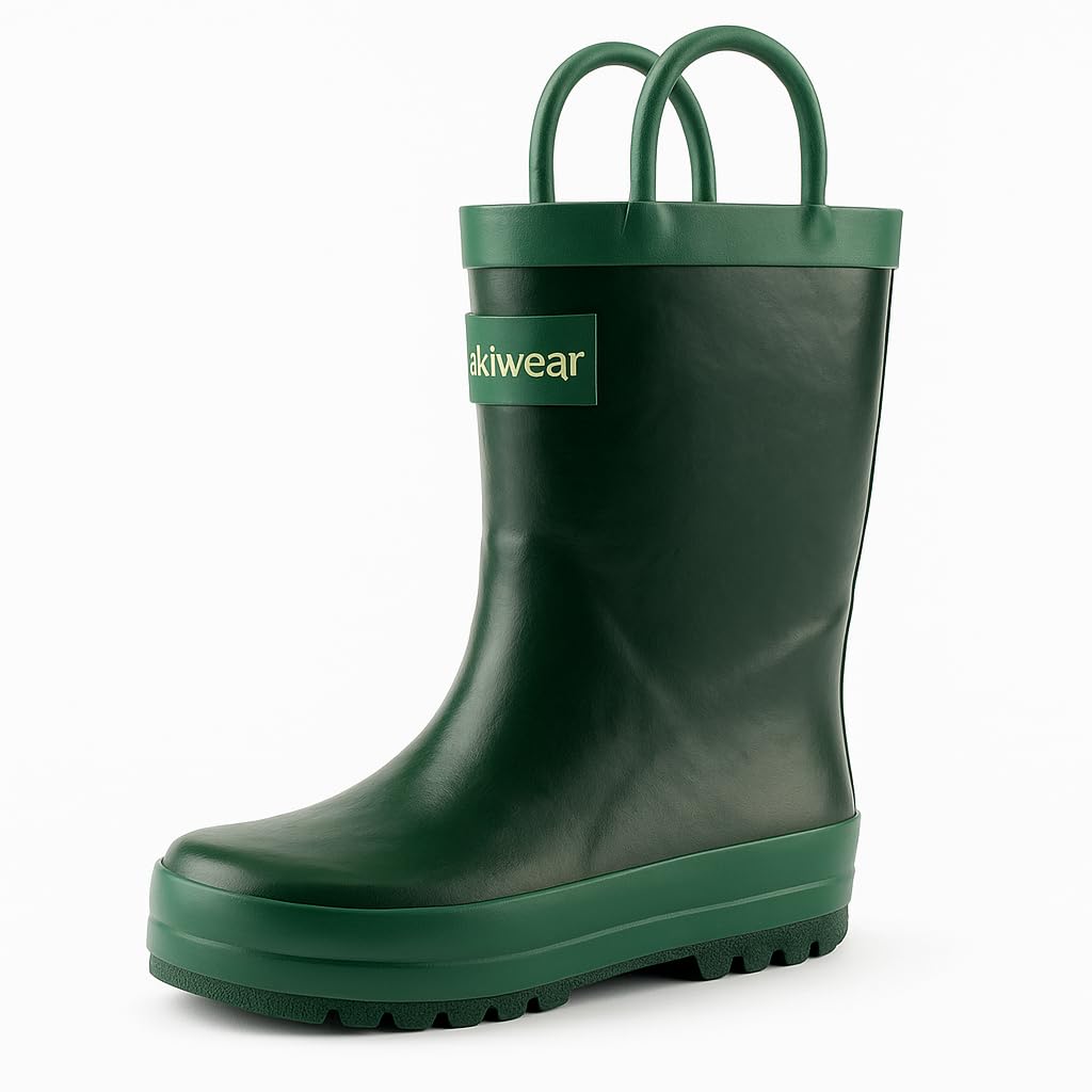 OAKI Toddler Rain Boots – Lightweight Waterproof Rubber Boots for Kids with Easy-On Handles – Durable Kids Outdoor Footwear
