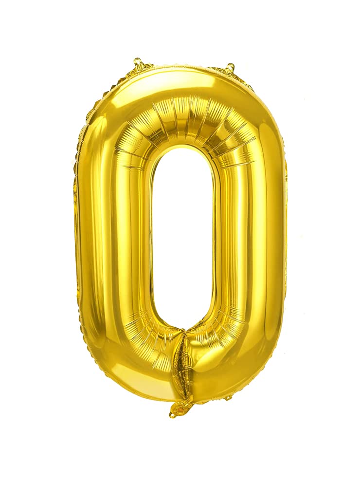 Image of AMFIN 17 inch 0 Number Foil Balloon, Birthday Decoration Items [Helium Supported] - Gold