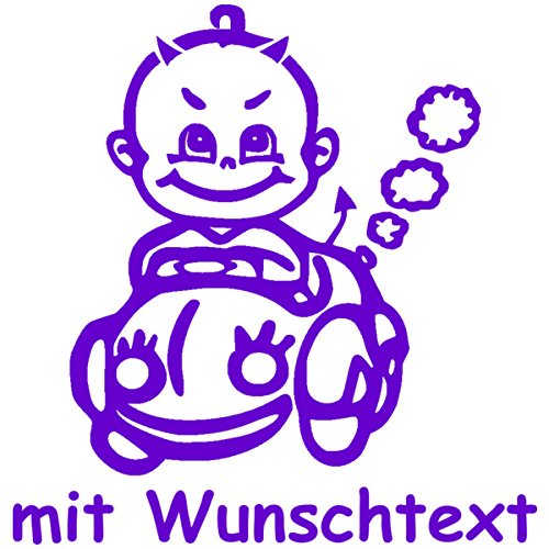 Baby Autoaufkleber Personalisiert - 16 Cm Mit Namen & Wunschtext, 20 Farben & 11 Schriftarten
