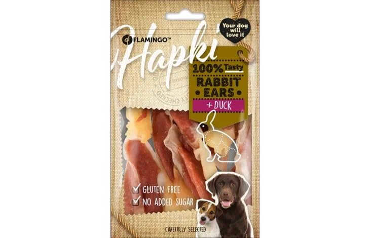 Flamingo Snacks para Perros Orejas Conejo con Pato 10x85G