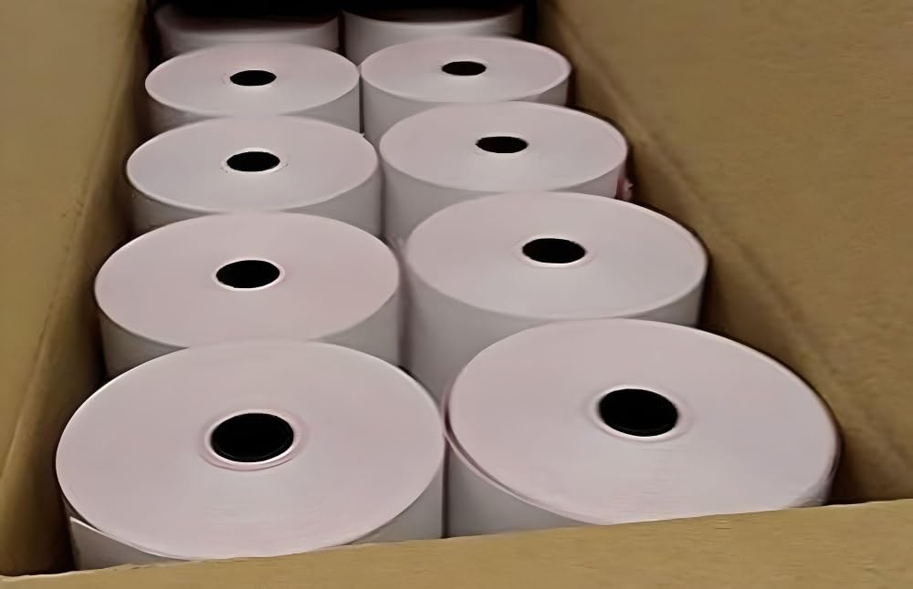 Rotolo di carta per ricevute EPOS, a 2 veli, 57 x 57 mm, per stampante da cucina, senza carbone, confezione da 20 rotoli, 2 veli, non termica