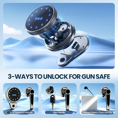 Image of KAER 2-3 Gun Safe Cabinet with Digital Keypad for Rifles & Pistols | White anti-pry steel gun cabinet with digital keypad & spare keys, holds 2-3 guns with ammo shelf, wall /floor mountable