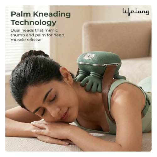 Image of Lifelong Cordless Neck Massage Machine for Body Pain | 4D Kneading Back Massager for Pain Relief and deep Tissue | Simulated Human Hand Design | Wireless, Portable & Ergonomic Design