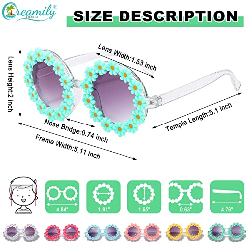 Creamily Round Flower Sunglasses for Girls Flower Shaped Daisy Sunglasses Outdoor Beach Girls Glasses Eyewear for Kid4