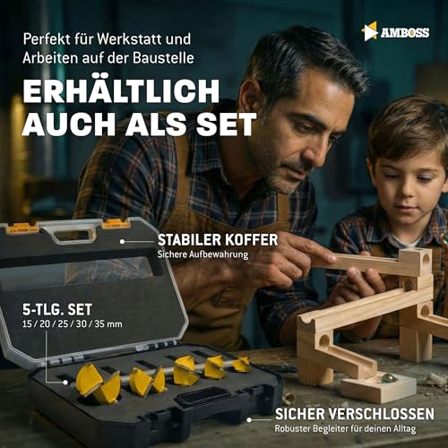 Forstnerbohrer Ø 20 mm – Amboss Werkzeuge BOARDBLASTER Hartmetall Holzbohrer – präzise Bohrungen Holz & Plattenwerkstoffe (Spanplatten, OSB-Platten, Multiplex)