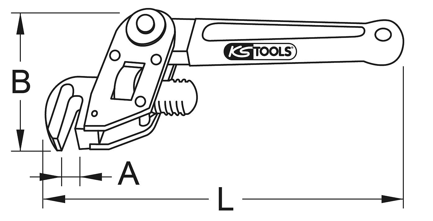 KS Tools 111.3550 - Pince à tube avec tête réglable 38 mm - Clé à tube 1,1/2" à tête pivotante - Corps en Fonte d'aluminium.