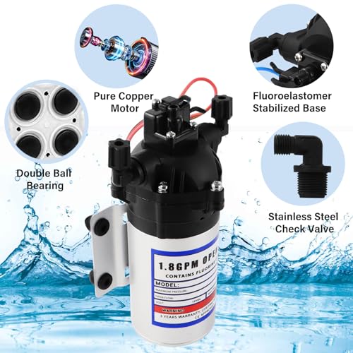 Image of 8000-543-236 Automatic-Demand Diaphragm Pump,12V DC Water Pump,1.8GPM,50PSI 3 /8 inch NPT Female Port,for Garden Irrigation and Pressure Washing