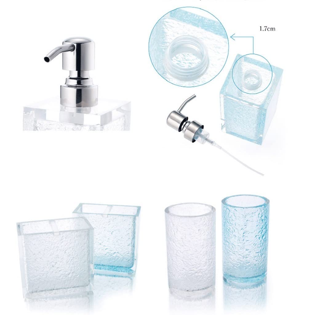 Dispensador de jabón, Botella de Bomba de baño de Resina Transparente, Juego de Accesorios de baño de 4 Piezas, para Gel de baño, jabón de Manos, aceites Esenciales