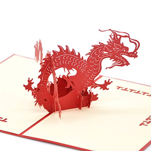 Medigy Carte de vœux pop-up 3D pour la plupart des occasions, motif dragon chinois Cover