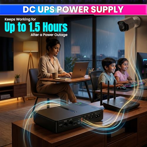 Image of amiciSmart 10400mAh UPS for WIFI Routers, Camera USB & POE devices - Intelligent Power Supply with Advanced Protection, Essential for Continuous Security and Device Operation (Max. Output Current 2A)
