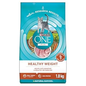 Purina ONE +Plus Dry Cat Food, Healthy Weight Turkey – 1.8 kg Bag