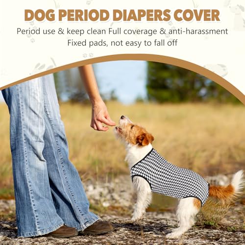 Image of Dog Diapers Suit Period Onesie for Female Dog Sanitary Panties Male Doggy Heat Diapers Cover Fit for Small Medium Dogs Black Plaid /XS