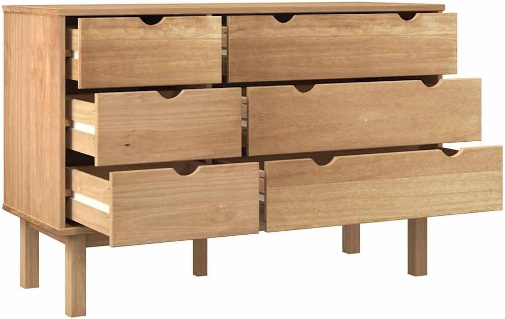 Générique Szafka z 6 szufladami z litego drewna sosnowego komoda 111 x 43 x 73 cm skandynawski organizer ze stabilną ramą i wytrzymałym blatem do wystroju domu