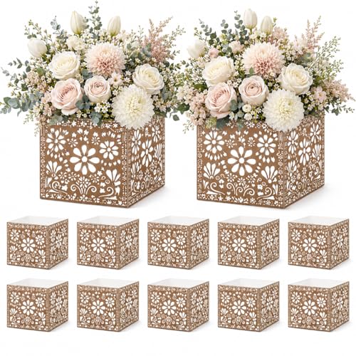 Cinrobiye 24 Pcs Mexican Fiesta Centerpieces for Tables, Cinco De Mayo Party Decorations, Terracotta Flower Boxes, Fiesta Table Centerpieces for Taco Party, Mexican Wedding, Birthday and Baby Shower Decor
