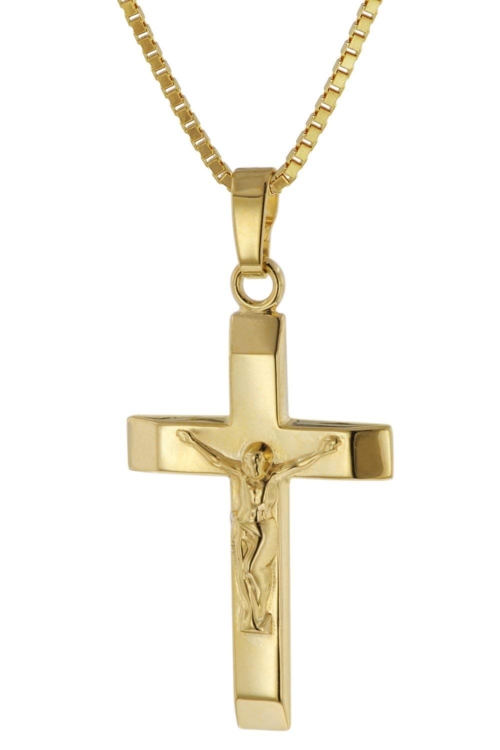 trendor Kruzifix-Anhänger 22 mm Gold 333 mit goldplattierter Halskette
