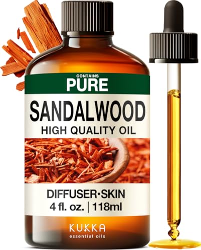 Image of Sandalwood Essential Oils for Diffuser & Rosemary Oil for Hair Set - Aromatherapy Grade Essential Oils Set - 2x4 fl oz - Kukka