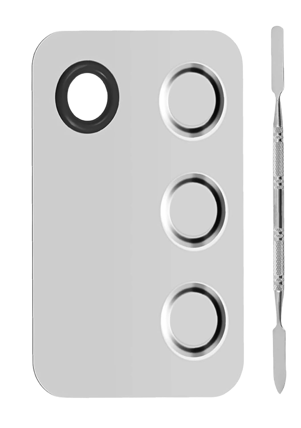 PAVILONN Makeup Mixing Palette with Spatula, Stainless Steel Cosmetic Mixing Plate for Foundation, Concealer, Lipstick & Nail Gel, Professional Makeup Artist Palette, Metal Blending Tray Tool-image-9