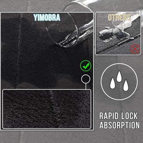 Image of Yimobra 2 Pieces Memory Foam Bath Mat Sets, 17x24+44.1x24 Inches for Bathroom Rugs, Toilet Mats, Non-Slip, Soft Comfortable, Water Absorption, Machine Washable (Black, 17 inchx24 inch+31.5 inchx19.8 inch)