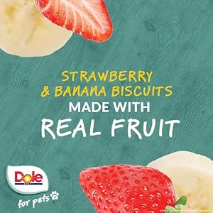 Dole for Pets - Freshly Fetched Banana & Strawberry Dog Biscuits | Real Fruit Flavor | Vegan Crunchy Snacks | No Wheat, Corn, Soy or Artificial Additives, 7oz Pack Dole for Pets Freshly Fetched Banana Strawberry Dog Biscuits Real Fruit Flavor Vegan Crunchy Snacks No Wheat Corn Soy or Artificial Additives 7oz Pack