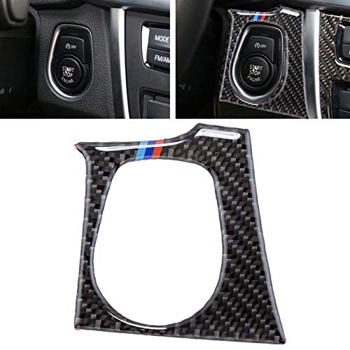 Xotic Tech Engine Start Stop Push Start Button Frame Cover Sticker, Real Carbon Fiber w/Tri Color, Compatible with BMW 3 Series F30 F31 2012-2018 GT F34 2014-2018, 4 Series F32 F33 F36 2014-2019
