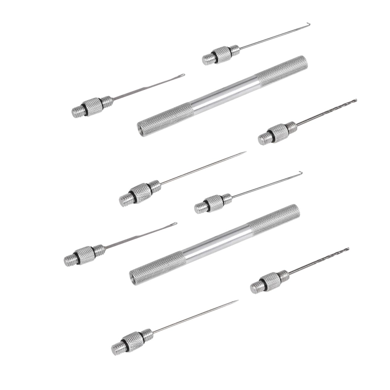 Gogogmee 10pcs Metal Crochet Hook Set Aluminum Handle Bait Tackle Barbs Needle for Fishing Rigging and Bait Threading