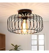FRIDEKO HOME Deckenleuchte Schwarz,Modern Deckenlampe aus Metall E27-Fassung,1 Flammige Rund Lamp...