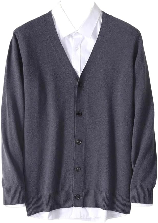 Knitted Open Cardigan Men's V-Neck Thin Loose Sweater Outerwear Casual Jumper