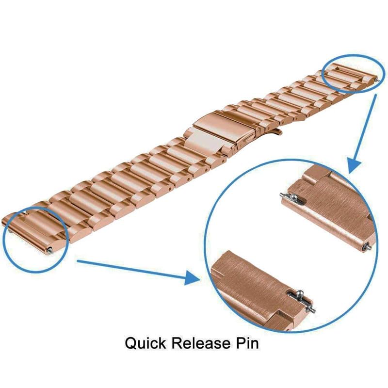 Image of INF Stainless Steel Watch Band 20mm, Quick Release Replacement Metal Business Strap, Compatible with Samsung Galaxy Watch 42mm / Gear Sport /Gear S2 Classic, Metal Bracelet for Women(Rose Gold)