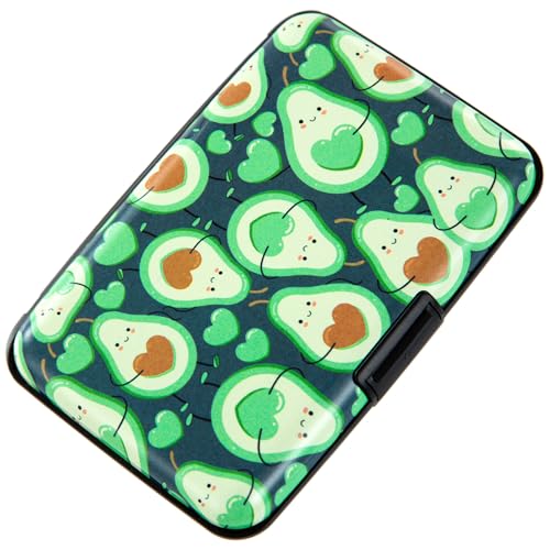 Image of Credit Card Holder, Metal Card Wallet RFID Blocking Mini Slim Aluminum Business Hard Card Case for Women Men (Cartoon Avocado)
