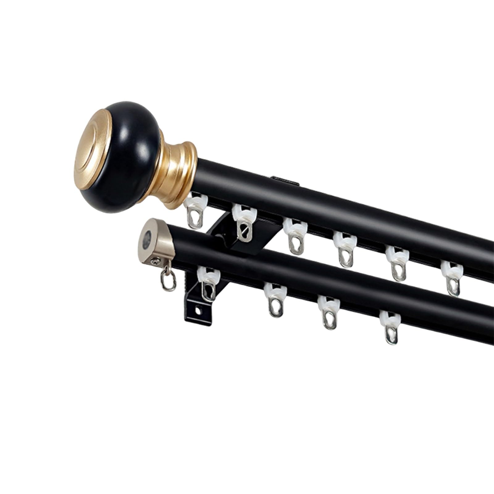 GTHTUHFD Light Luxury Curtain Track System Wall-Mounted Room Divider Rod With Silent Pulleys & Invisible End Caps Stylish Gold Design - 15.7Ft,Black -2-480cm/15.7ft(4 * 120cm