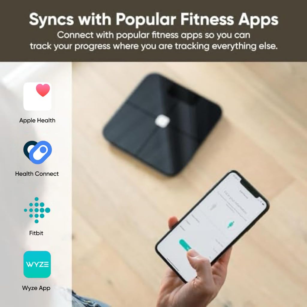 Wyze Báscula Inteligente Digital de Baño para Peso y Grasa Corporal, IMC y Frecuencia Cardíaca - Analizador de Composición Con Aplicación, Baterías Incluidas