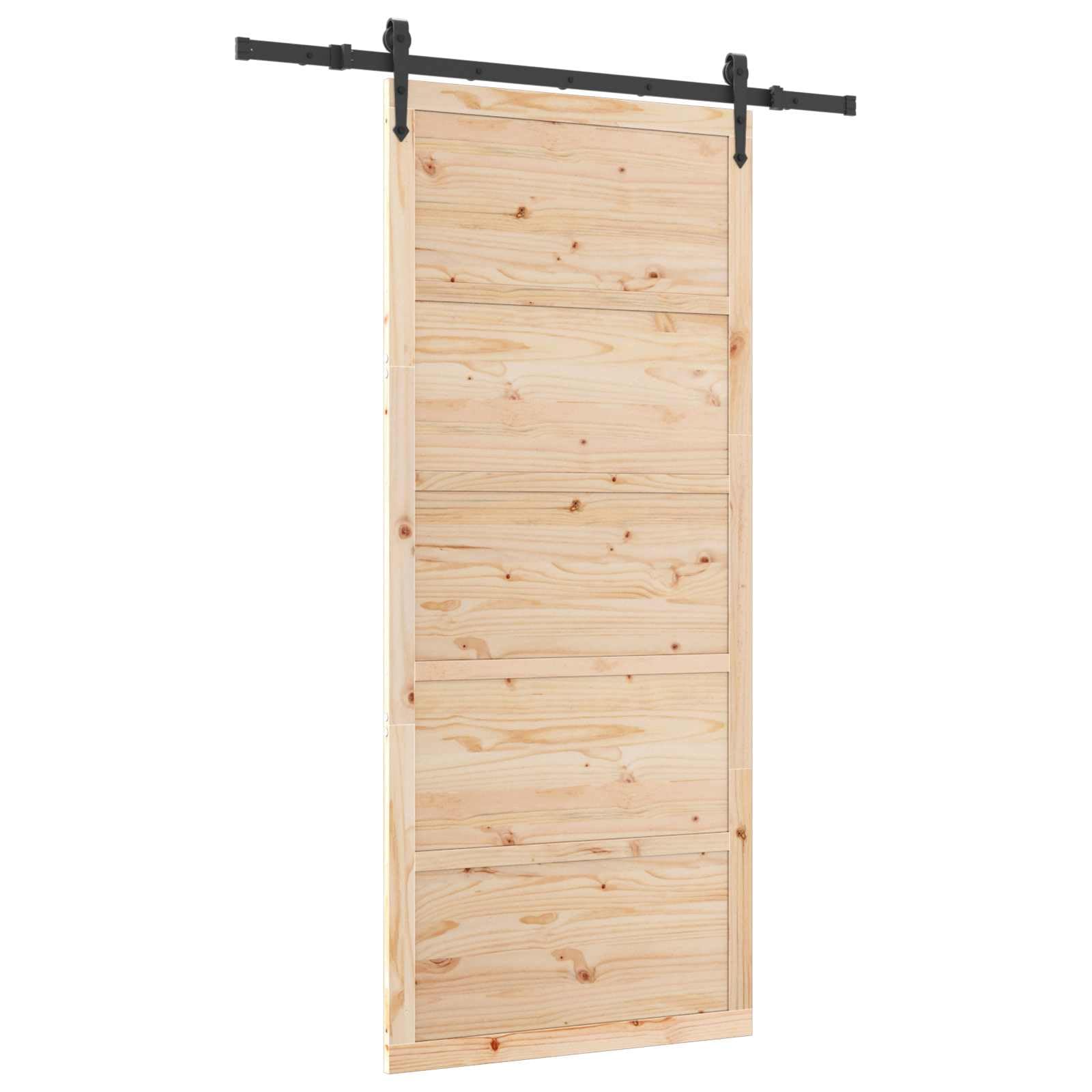 Porta scorrevole in legno di pino massiccio, 80 x 208 cm, porta scorrevole salvaspazio con sistema a binari, per interni