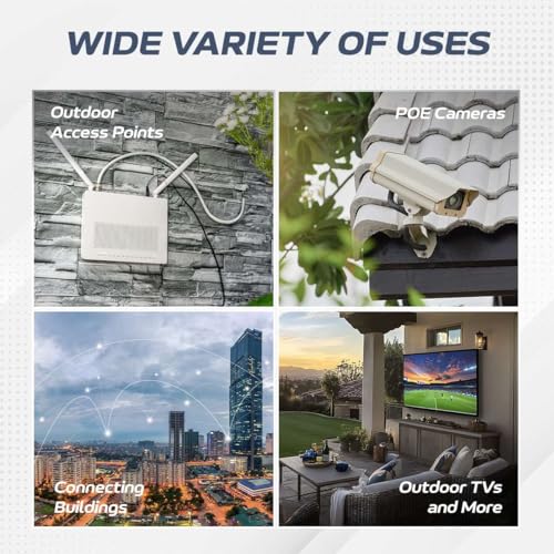 Cables Direct Online CAT6 1000ft Outdoor 23 AWG 550MHz Ethernet Cable UTP Copper Clad Aluminum Bulk Wire Solid Direct Burial UV
