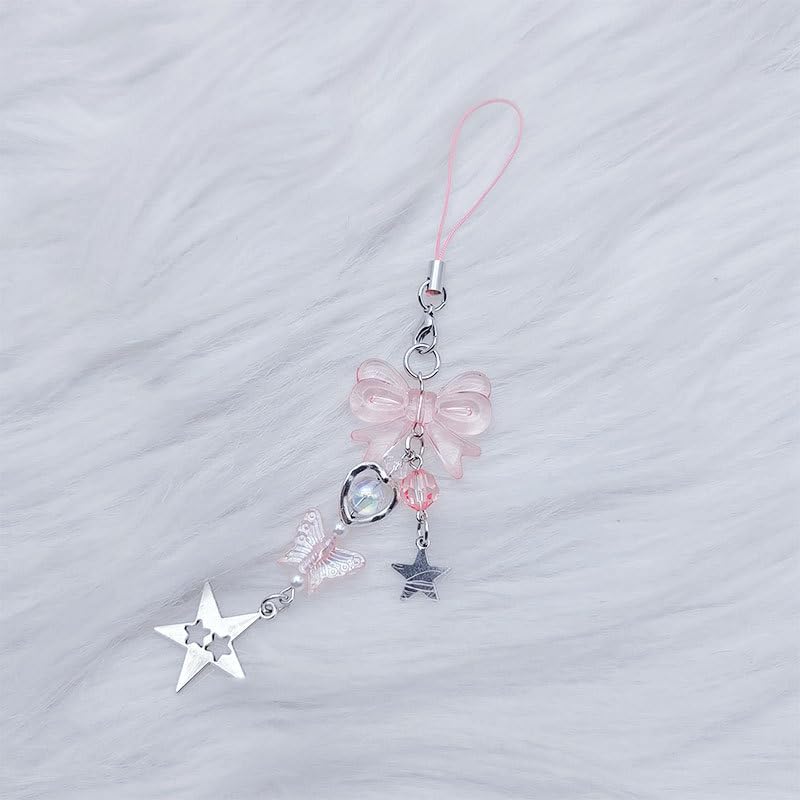 Y2K Pink Bow Phone Charms Cute Digital Camera Charm Strap Kawaii Pink Bow Phone Chain Lanyard Accessories for Phone Bag Keychain Camera Pendants Decor