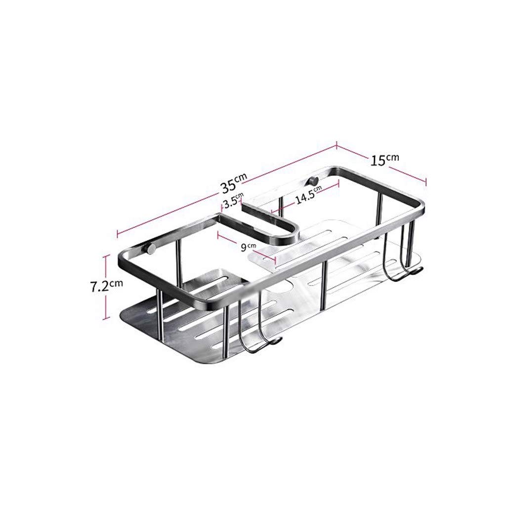 Estante de baño Almacenamiento de baño, Estante de baño Organizador Almacenamiento Estante de cocina con adhesivo Transparente sin rastro sin perforación Acero inoxidable