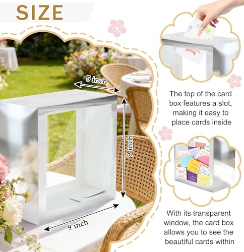 Image of SietDESEO Silver Card Box for Party with Clear Window Large Gift Card Box Holder for Wedding Reception Birthday Graduation Baby Shower Raffle Ticket Box