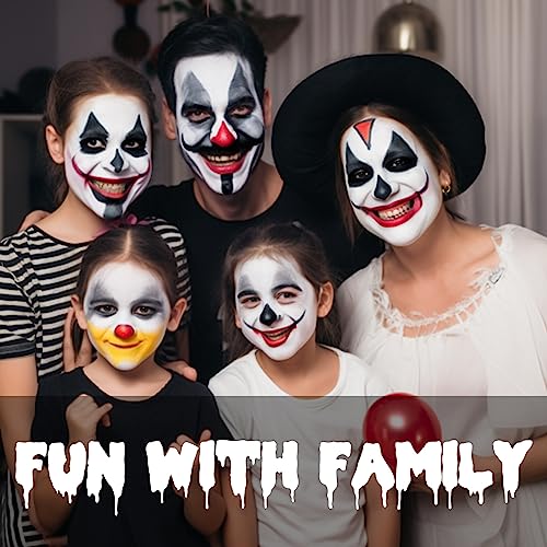 Badcolor BQBDCL008_SET1 Black & Clown White Face Body Paint With 3Pcs Painting Brushes, Water Based Sfx Makeup Palette For Kids & Adults thumb #4