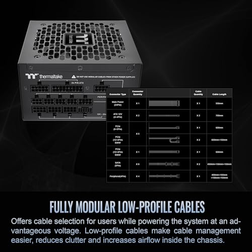 Image of Thermaltake Toughpower GT 1000W; ATX 3.1; Native PCIe 5.1 12V-2x6; Full Modular; Flat Cables; Color Matched Connectors; Japanese Main Capacitors; 80 Plus Gold; 140mm; Black; PS-TPT-1000FNFAGU-3
