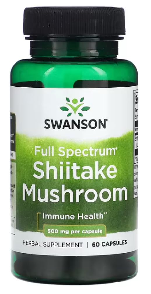 Swanson - Full Spectrum Shiitake Mushroom 500 mg | Immunsystem und allgemeine Gesundheit - 60 Kapseln
