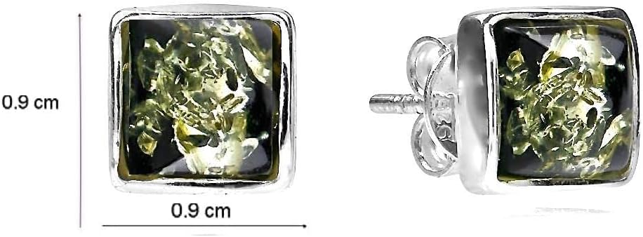 Ian and Valeri Co. Amber Green Sterling Silver Stud Square Earrings - Image 3