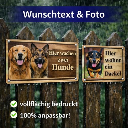 INDIGOS UG - Hundeschild - Aufkleber - Hund - mit Wunschtext und Foto - Spruch - Design Deko Geschenkidee individuell personalisiert - Sticker selbst gestalten