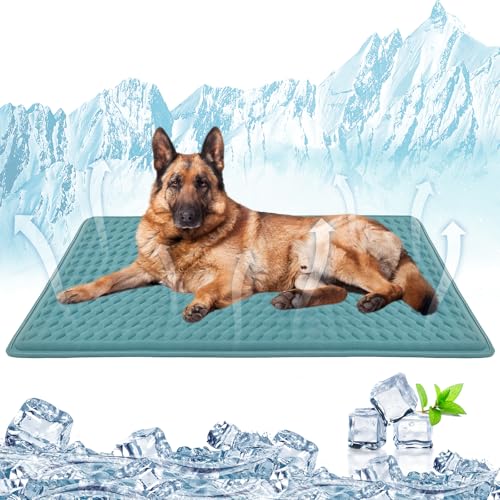 GOLOPET Newly Upgraded Dog Cooling Mat 34x23 in,Ice Breathable Fabric, Solid Silicone Honeycomb Heat Dissipation Structure, Long-Lasting Coolness Cooling Mat for Dogs(Q-Max0.5) Washable& Non-Toxic